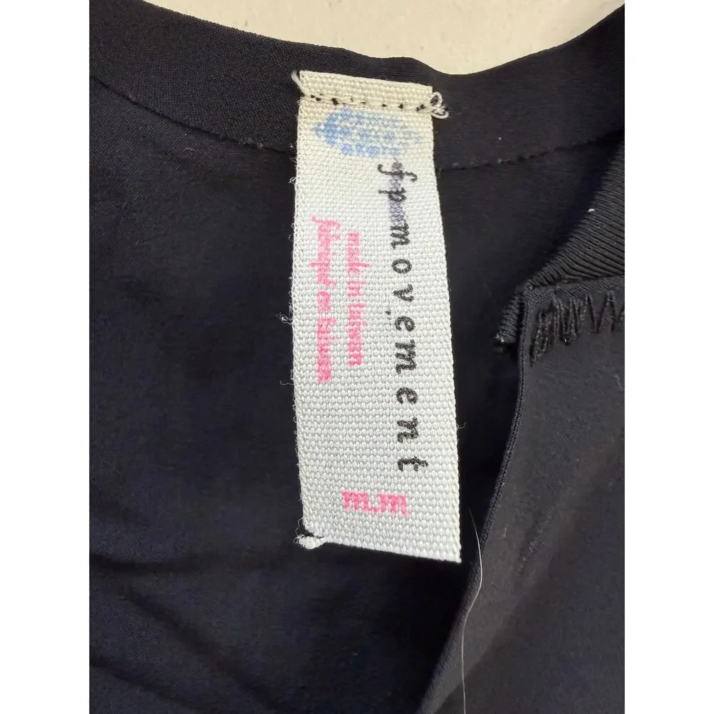 Free People FP Movement Womens Sz M Black Lightweight Nylon Sports Bra Crop Top